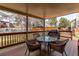 Relaxing covered patio with wicker furniture, glass table and a grill perfect for outdoor entertaining at 17085 E Dorado Cir, Centennial, CO 80015