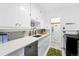 Clean kitchen with white cabinets, subway tile backsplash, and stainless steel appliances at 1175 N Emerson St # 103, Denver, CO 80218