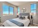Inviting bedroom with a comfortable bed, soft lighting, and large windows that offer great views at 95 N Vandriver Pl, Aurora, CO 80018