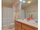 Charming bathroom with a shower and dual sinks with lots of counter space at 20380 Silver Horn Ln, Monument, CO 80132