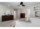 This bedroom offers recessed lighting, ceiling fan, and ensuite bathroom at 431 Courtfield Way, Castle Pines, CO 80108