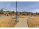 Community park including a slide on a hillside, benches, mature trees, and grassy areas at 431 Courtfield Way, Castle Pines, CO 80108