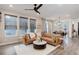 Comfortable living room features a large sectional sofa and contemporary decor at 431 Courtfield Way, Castle Pines, CO 80108