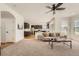Open concept living area featuring a modern kitchen, comfortable seating, and stylish decor at 3549 Mallard Dr, Highlands Ranch, CO 80126