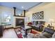 Warm living room with a fireplace, hardwood floors, and comfortable seating at 820 Kimbark St # B, Longmont, CO 80501