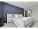 Cozy main bedroom features stylish wainscoting, comfortable bedding, and a barn door to ensuite at 19210 E Pacific Pl, Aurora, CO 80013