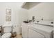 Functional laundry room featuring a washing machine, dryer, and toilet at 915 26Th St, Denver, CO 80205