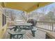 Covered deck with dining table and grill overlooking the backyard, perfect for outdoor entertaining at 8385 Briar Trace Dr, Castle Pines, CO 80108