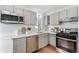 Updated kitchen featuring stainless steel appliances, quartz counters, and modern fixtures at 2 S Knox Ct, Denver, CO 80219