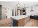 Modern kitchen features an island with a wine fridge, stainless steel appliances, stylish fixtures, and ample cabinet space at 5741 Doc Bar Circle, Larkspur, CO 80118