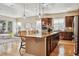 Spacious kitchen with stainless steel appliances, dark wood cabinets, granite countertops, and an open layout to the living area at 6875 Northstar Ct, Castle Rock, CO 80108