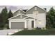 Charming two-story home with a two-car garage, a well-manicured lawn, and tasteful landscaping at 4325 Gozzer Ranch Dr, Elizabeth, CO 80107