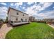 Expansive backyard with a well-maintained lawn and a deck, perfect for outdoor living and entertaining at 19347 E 65Th Ave, Aurora, CO 80019