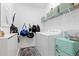 Functional laundry room with modern washer/dryer and organized storage at 5211 Routt Ct, Arvada, CO 80002