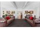 Elegant living room showcasing hardwood floors, beautiful trim and two comfortable leather sofas at 930 E 7Th Ave, Denver, CO 80218