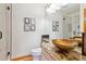 Bathroom with granite countertop, modern vessel sink, large mirror, and glass-enclosed shower at 9895 Wyecliff Dr, Highlands Ranch, CO 80126