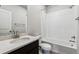 Clean bathroom with a shower/tub combo, toilet, and vanity at 5700 Ranch St, Mead, CO 80504