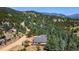 Aerial view showcases the home nestled in a forest setting, highlighting its secluded mountain location at 251 Ridgeview Ln, Boulder, CO 80302