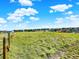Expansive grassy field with a clear view of the horizon, under a bright blue sky filled with white clouds at 12798 Tomahawk Rd, Parker, CO 80138