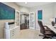 This office features french doors, carpet flooring, and neutral paint at 27423 E Euclid Dr, Aurora, CO 80016