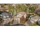 Aerial view of a brick home with a three-car garage and mature trees at 6132 S Boston Cir, Englewood, CO 80111