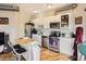Modern kitchen features stainless steel appliances, ample storage, and an island for additional counter space and seating at 1441 Central # 305, Denver, CO 80211