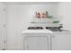 Clean laundry room with modern appliances and shelving for storage, making laundry chores efficient and organized at 20835 E 47Th Ave, Denver, CO 80249