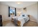 Bedroom with a twin bed and a large window with view of blue sky and neighborhood at 1866 Mountain View St, Erie, CO 80516