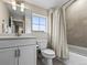 Well-lit bathroom featuring a modern vanity, toilet, and a bathtub with a shower, designed for comfort and style at 6162 W 28Th Ct, Edgewater, CO 80214