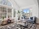 Well-lit living room featuring a gray couch, large windows, and a modern rug at 6755 S Ivy St # A7, Centennial, CO 80112