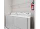 Convenient laundry area featuring a white washer and dryer set at 13535 W 62Nd Ln, Arvada, CO 80004