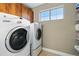 Efficient laundry room with modern washer and dryer units and ample natural light at 3240 Spruce St, Denver, CO 80238