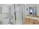 Bathroom featuring granite countertops, shower and toilet at 3993 S Dillon Way # 104, Aurora, CO 80014