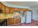 Kitchen with neutral countertops, wooden cabinets, and updated faucet and sink at 1060 S Coffman St, Longmont, CO 80501