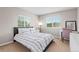 This bedroom offers natural light, neutral walls and carpet, and a light color palette at 9432 La Quinta Way, Lone Tree, CO 80124