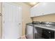 Laundry room featuring new appliances, built in cabinets, and easy access to the rest of the home at 9432 La Quinta Way, Lone Tree, CO 80124