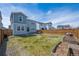 Large, well-maintained backyard with a wood fence, small garden and lush green grass at 27837 E 8Th Ave, Aurora, CO 80018