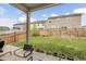 Covered patio with comfortable seating, perfect for enjoying the spacious, fenced backyard at 6484 N Ceylon Ct, Denver, CO 80249
