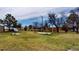 Expansive backyard with a large grassy area and mature trees at 7409 S County Road 157, Strasburg, CO 80136