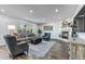 Inviting living room with fireplace, large windows, and comfortable seating arrangement at 7132 Eagle Rock Dr, Littleton, CO 80125