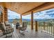 Cozy outdoor seating area on a covered deck, perfect for enjoying the serene mountain views at 401 Raptor Point Rd, Golden, CO 80403