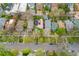 Aerial view of a neighborhood featuring tree-lined streets and various home styles at 635 N Williams St, Denver, CO 80218