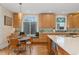 Eat-in kitchen featuring a breakfast nook, custom cabinetry, and updated countertops at 635 N Williams St, Denver, CO 80218
