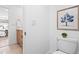 Bathroom featuring stylish decor and a view into the Primary bedroom at 456 Cherry St, Denver, CO 80220