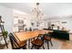 Bright dining room with a modern chandelier, skylight, and an open concept design at 1065 S Monroe St, Denver, CO 80209