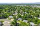 High-angle aerial view of a neighborhood with mature trees, and well-kept lawns and landscaping at 5167 S Pearl St, Littleton, CO 80121