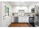 Modern kitchen featuring white cabinets, stainless steel appliances, and tile backsplash at 5167 S Pearl St, Littleton, CO 80121