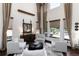Bright living room with soaring ceilings, large windows, and comfortable seating, perfect for relaxation at 3791 Charterwood Cir, Highlands Ranch, CO 80126