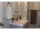 Bathroom features a vanity with updated fixtures, clean lines and a modern design at 4460 Columbine St, Denver, CO 80216