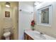 Well-lit bathroom with vanity, toilet, decorative accents, and modern fixtures at 1850 Folsom St # 411, Boulder, CO 80302